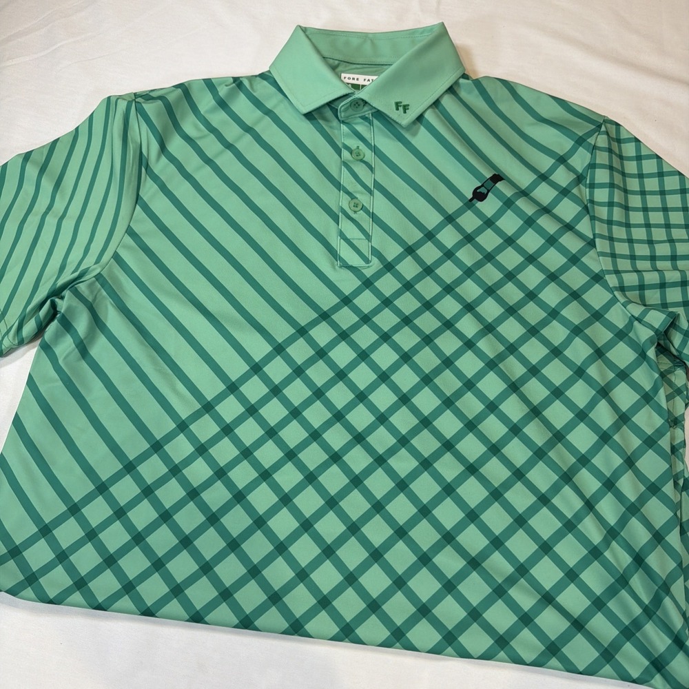 Fore Fathers Polo Shirt Mens Small‎ Green Turf Dad Mowing Golf Performance